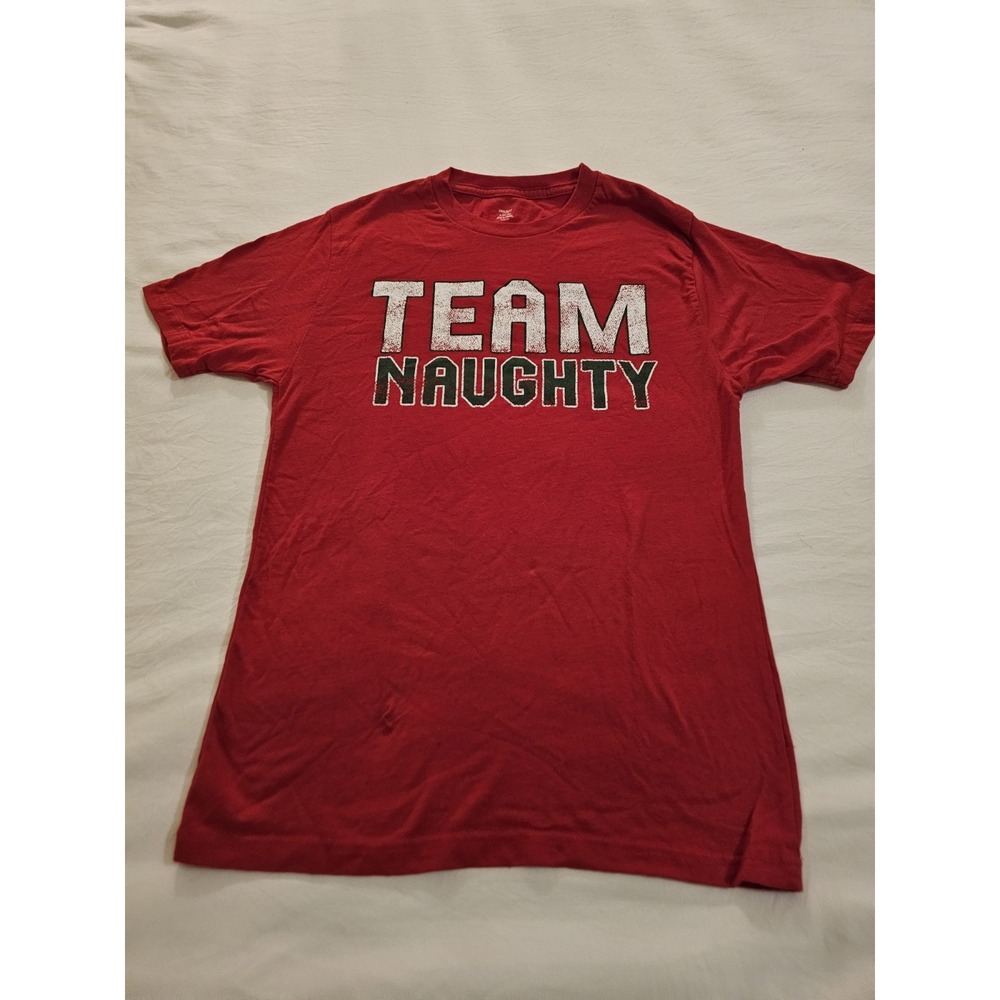 Holiday Time Team Naughty Christmas‎ T-Shirt Red Small S 34-36 Holiday Tee